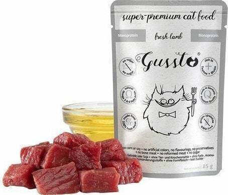 Gussto Nassfutter für Erwachsene Katzen in Beutel mit Lamm 85gr