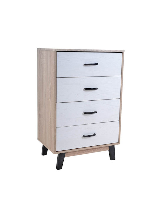 Wooden Chest of Drawers Ασπρο 60x40x93cm