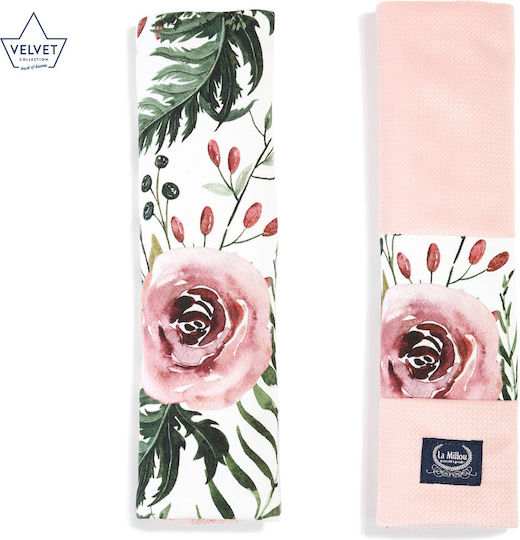 La Millou Baby Car Accessories Car Seat Belt Pads Pink Wild Blossom Velvet