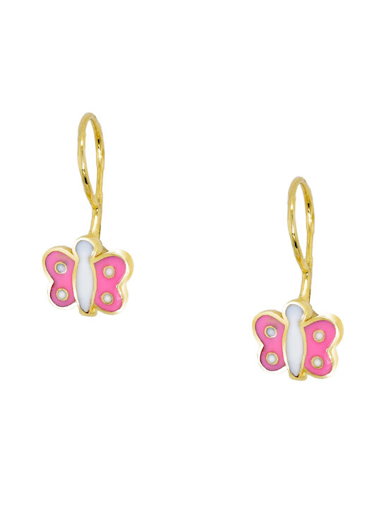 Gold Kids Earrings Butterflies K14