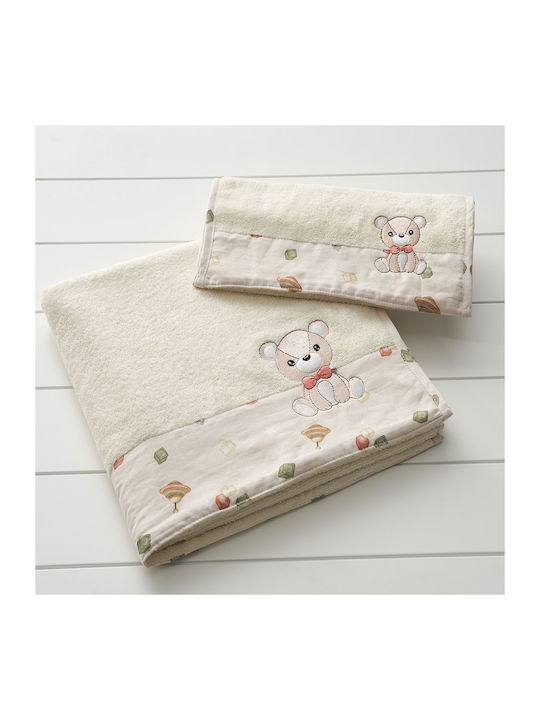 Vesta Home Σετ Βρεφικές Πετσέτες 2τμχ Berry Μπεζ Βάρους 400gr/m²