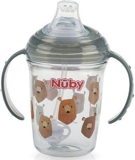 Nuby Εκπαιδευτικό Μπιμπερό Πλαστικό με Λαβές Πολύχρωμο για 6m+ 240ml