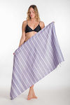 Beach Towel Pestemal Throw with Tassels 300gr 180 X 100 Cm Lilac 2211-02