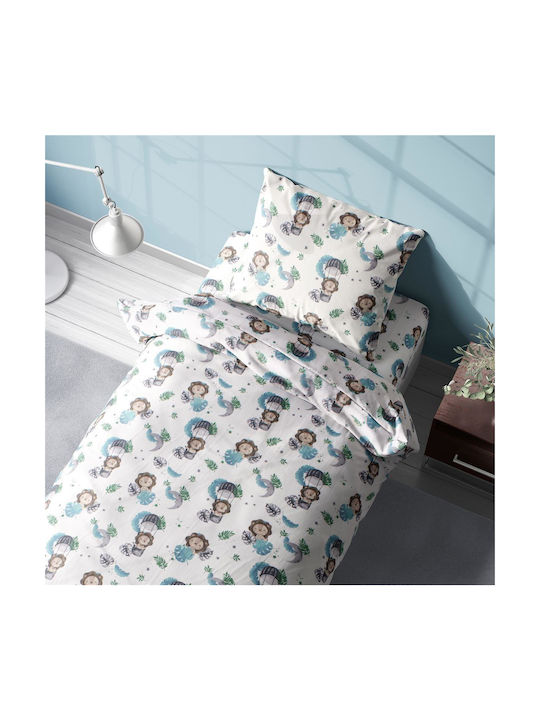 Dimcol Sheet Set Single Cotton Lion Sky Blue 16...