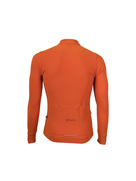 Pacto Bărbați Mânecă lungă Tricou de ciclism Portocaliu