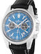 Jacques Lemans Liverpool Ανδρικό Ρολόι 44mm Χρονογράφος Μπαταρίας με Μαύρο Δερμάτινο Λουράκι
