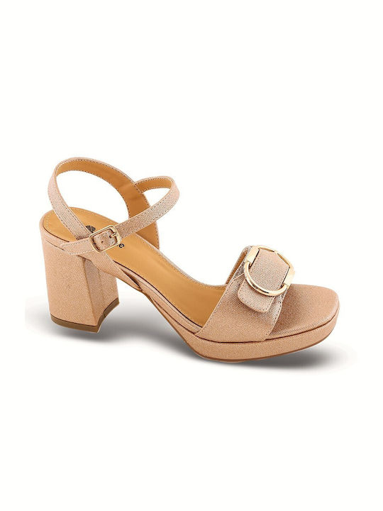 Blondie Platform Women's Sandals Gold with Medium Heel