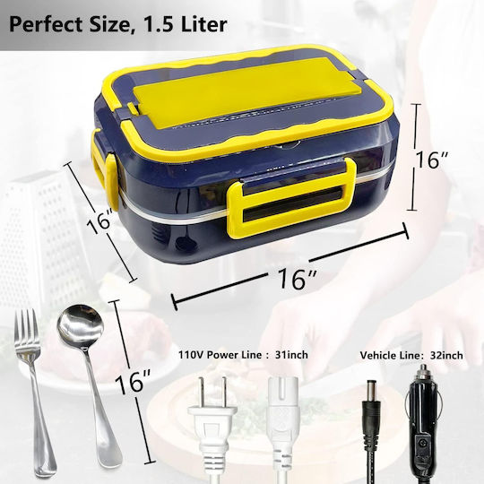 Bento Загрято Електрически Кутия за обяд Inox Син 1бр
