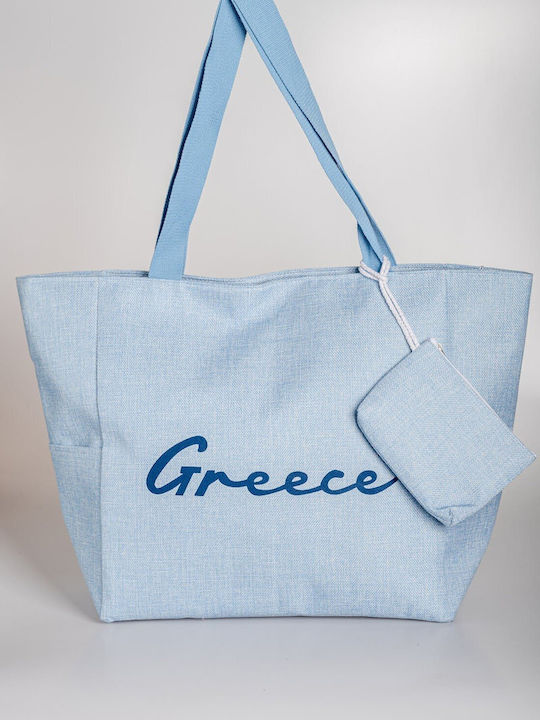 Greece Beach Bag made of Canvas Blue