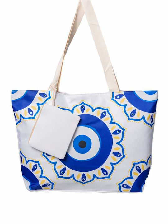Плажна чанта от брезент с портмоне с дизайн Горелка Бял