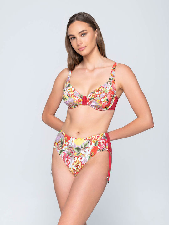 Luna Granada Bikini Alunecare Talie înaltă Red