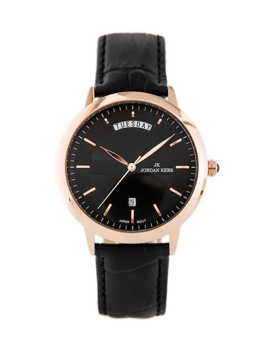 Jordan Kerr Watch Battery with Black Leather Strap