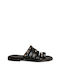 Mythia Leather Women's Flat Sandals in Black Color