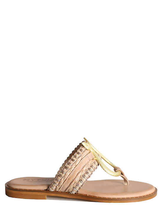 Mythia Leather Women's Sandals Beige Animal Print