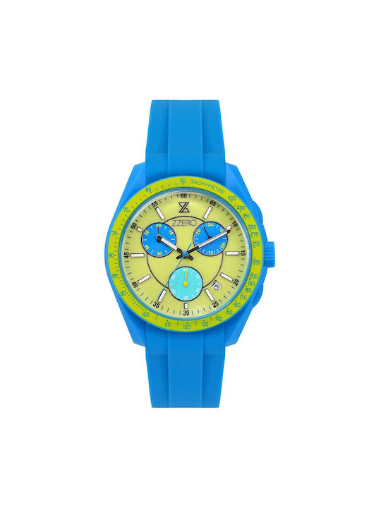 ZZero Watch Chronograph Battery with Blue Rubber Strap