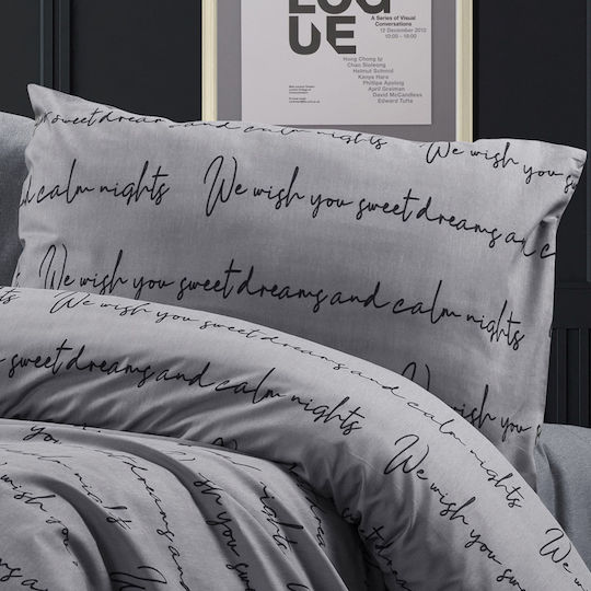 Dimcol Αρίσβη Μαξιλαροθήκη με Φάσα Grey 50x70εκ.