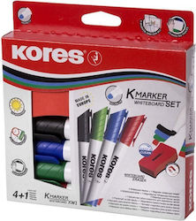 Kores Μαρκαδόροι + Magnetická Houbička''' Σετ 4 χρώματα