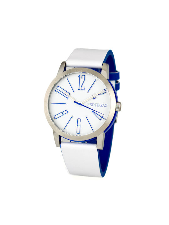 Pertegaz Watch Battery with White Leather Strap