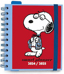 Agenda academică cu copertă moale în spirală 2024/2025 zilnică 11 luni 14x16cm Snoopy