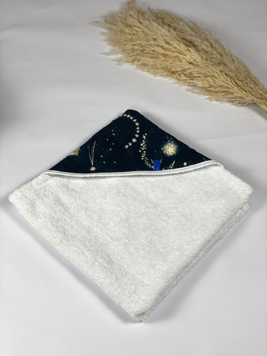 Velvet White Baby Bath Towel Hooded 70x70cm