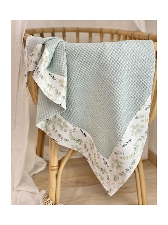 Velvet White Κουβέρτα Αγκαλιάς & Λίκνου Eucalyptus Πικέ Γκρι 65x65εκ.