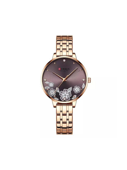 Curren 9068 Watch with Pink Gold Metal Bracelet