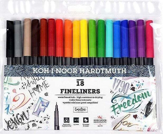 Set 18 Koh-i-noor Coloured Markers 0.3 Mm