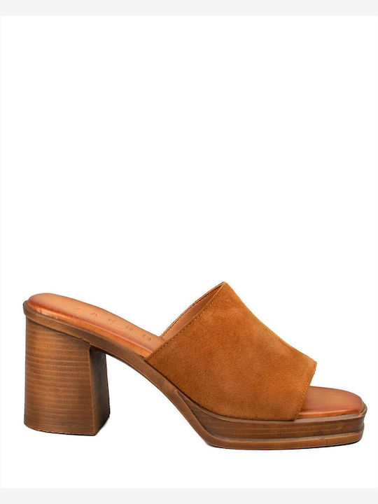 Zakro Collection Mules mit Absatz in Tabac Braun Farbe