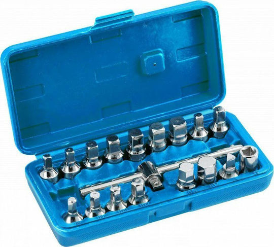 Högert Technik Eckige Steckdosen mit Rahmen Gastgeber 3/8" Set 18Stücke