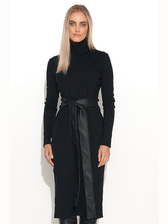 Makadamia Maxi Dress Turtleneck Black