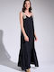 Matis Fashion Maxi Dress with Ruffle Black