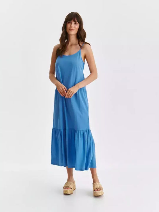 Make your image Midi Dress with Ruffle Blue