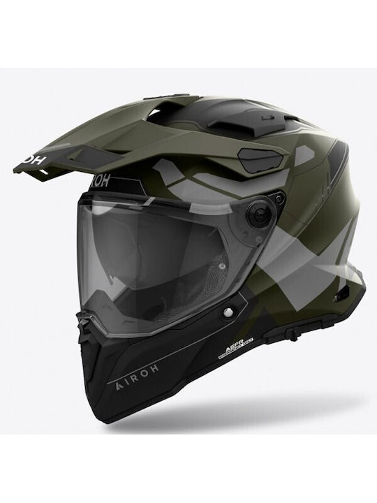 Airoh Commander 2 On-Off Helmet with Pinlock and Sun Visor Reveal Military Green Matt