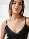 Enzzo Women's Lingerie Top with Lace Black