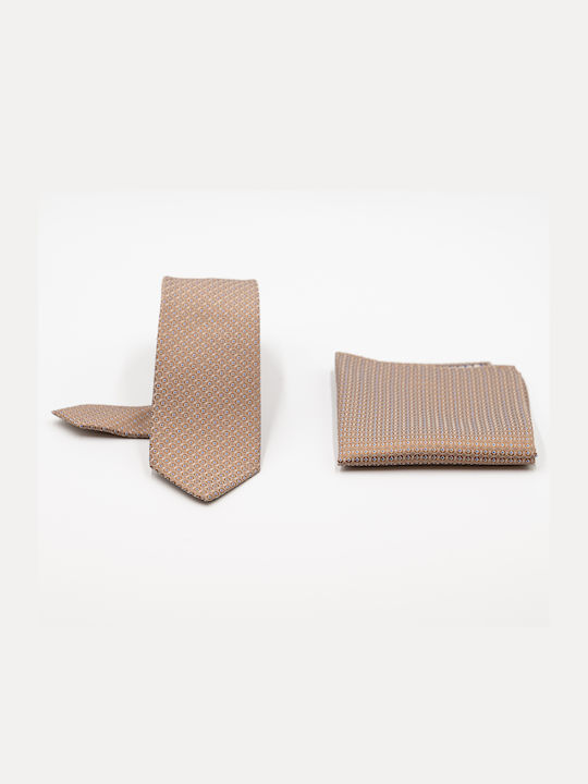 Venturi Herren Krawatten Set Gedruckt in Braun Farbe