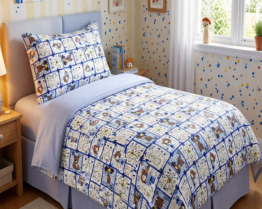 MayHome Kids Duvet Set Single with Pillowcase Light Blue 160x240cm MayHome Kids Duvet Set Single with Pillowcase Light Blue 160x240cm