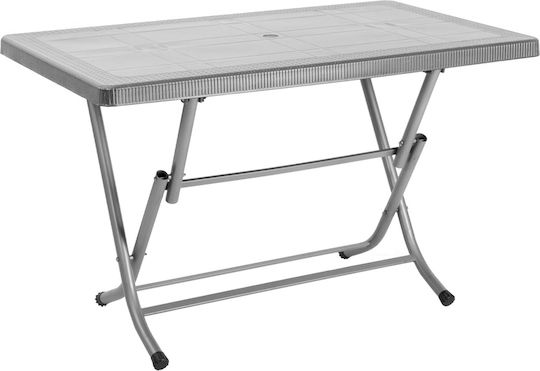 Outdoor Dinner Foldable Plastic Table Grey-brown 70x120xcm