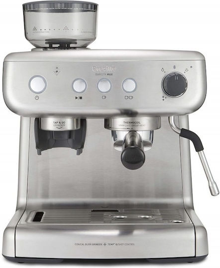 Breville Barista Max VCF126X Automatische Espressomaschine 1250W Druckreiniger 15bar mit Mahlwerk Silber VCF126X