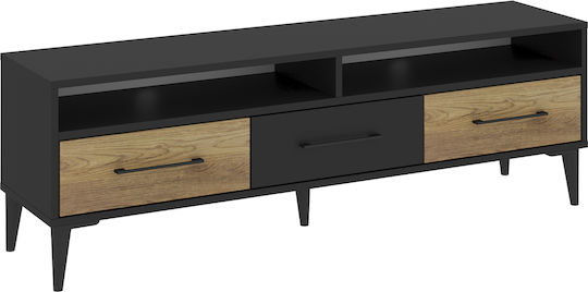 Έπιπλο Τηλεόρασης Sybilla Φυσικό/μαύρο Μ150xΠ35xΥ53cm