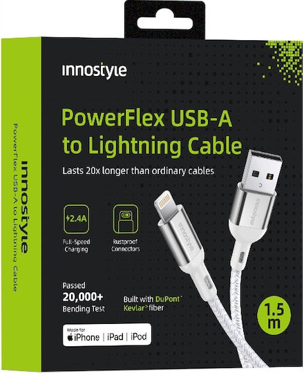Innostyle USB-A to Lightning Cable Ασημί 2m (IAL150ALSLV)