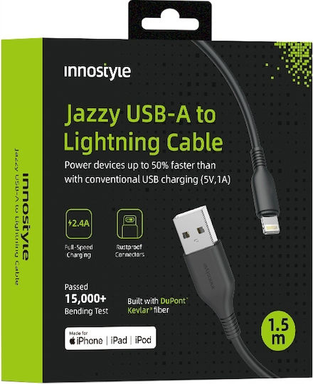 Innostyle USB-A to Lightning Cable Μαύρο 2m (IAL150tBLK)