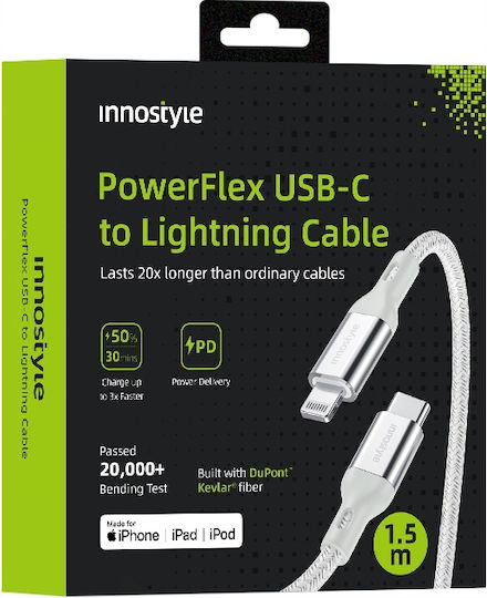 Innostyle USB-C to Lightning Cable Ασημί 2m (ICL150ALSLV)