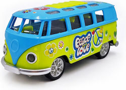 Miniatur Metallauto VW Flower Power Bus Licht Sound Blau Grün Miniatur Metallauto VW Flower Power Bus Licht Sound Blau Grün