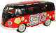 Μινιατούρα Μεταλλικό Αυτοκίνητο Vw Flower Power Bus Φως Ήχο Μαύρο Κόκκινο