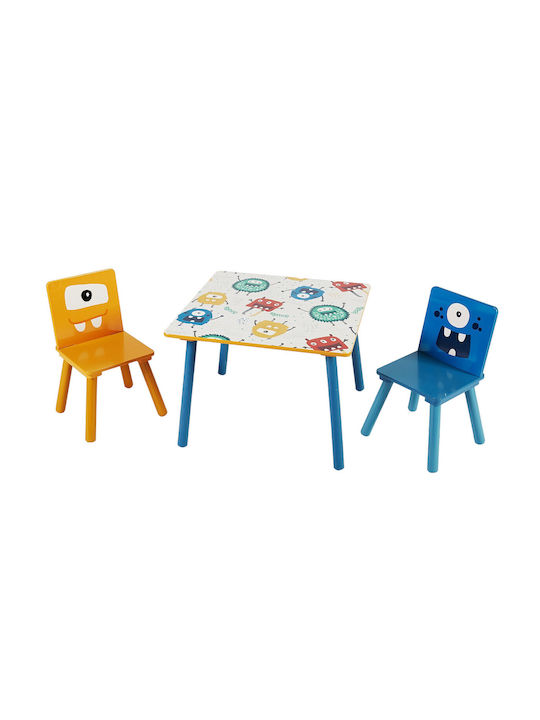 Children's Wooden Table 2 Chairs Set Learning Playing Drawing Feeding Ghosts