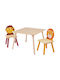 Children's Wooden Table 2 Chairs Set Learning Playing Drawing Feeding Animals