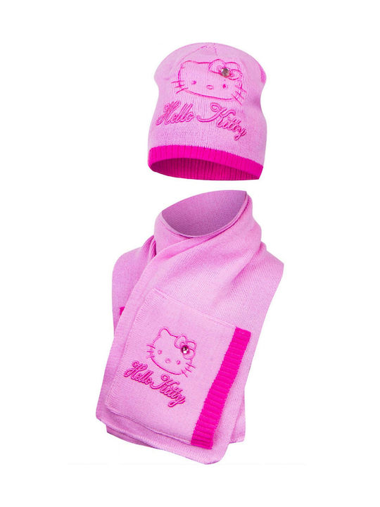 Hello Kitty Set Căciulă Copil cu Eșarfă Tricotat