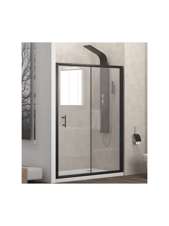 Karag Διαχωριστικό Ντουζιέρας με Συρόμενη Πόρτα 110x190cm Clear Glass Black