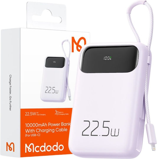 Mcdodo MC-3255 Baterie Externă 10000mAh 22.5W cu Port USB-A și Port USB-C Power Delivery Încărcare Rapidă Violet