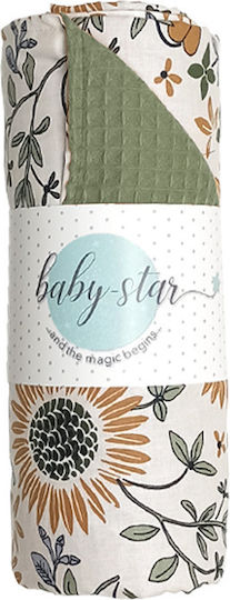 Baby Star Blanket Nursery Swaddling Blankets Sunflower Waffle Green Green 75x100cm